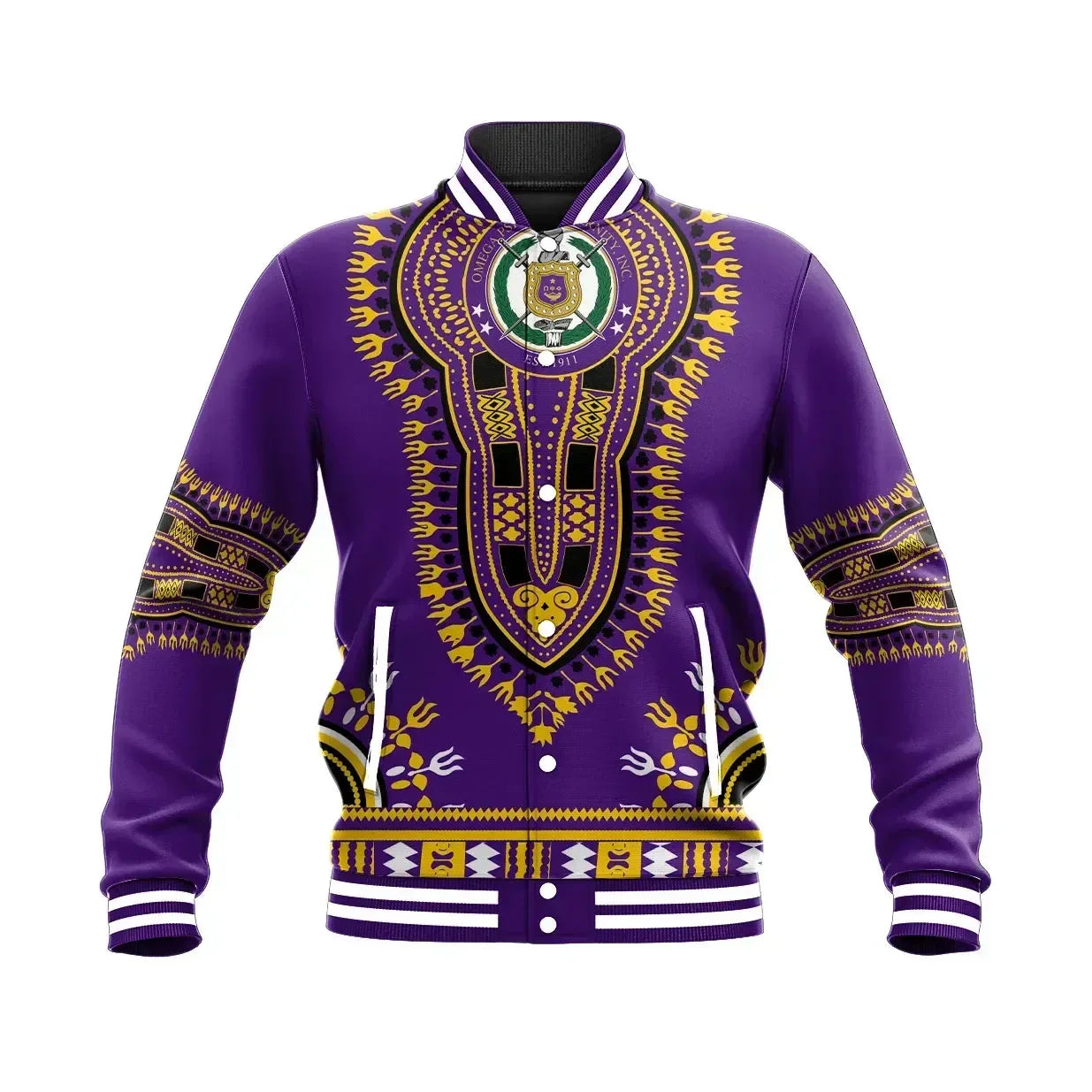 AfricaZone Jacket - Omega Psi Phi Dashiki Baseball Jacket J5 | Africazone.store9 | Africazone.store