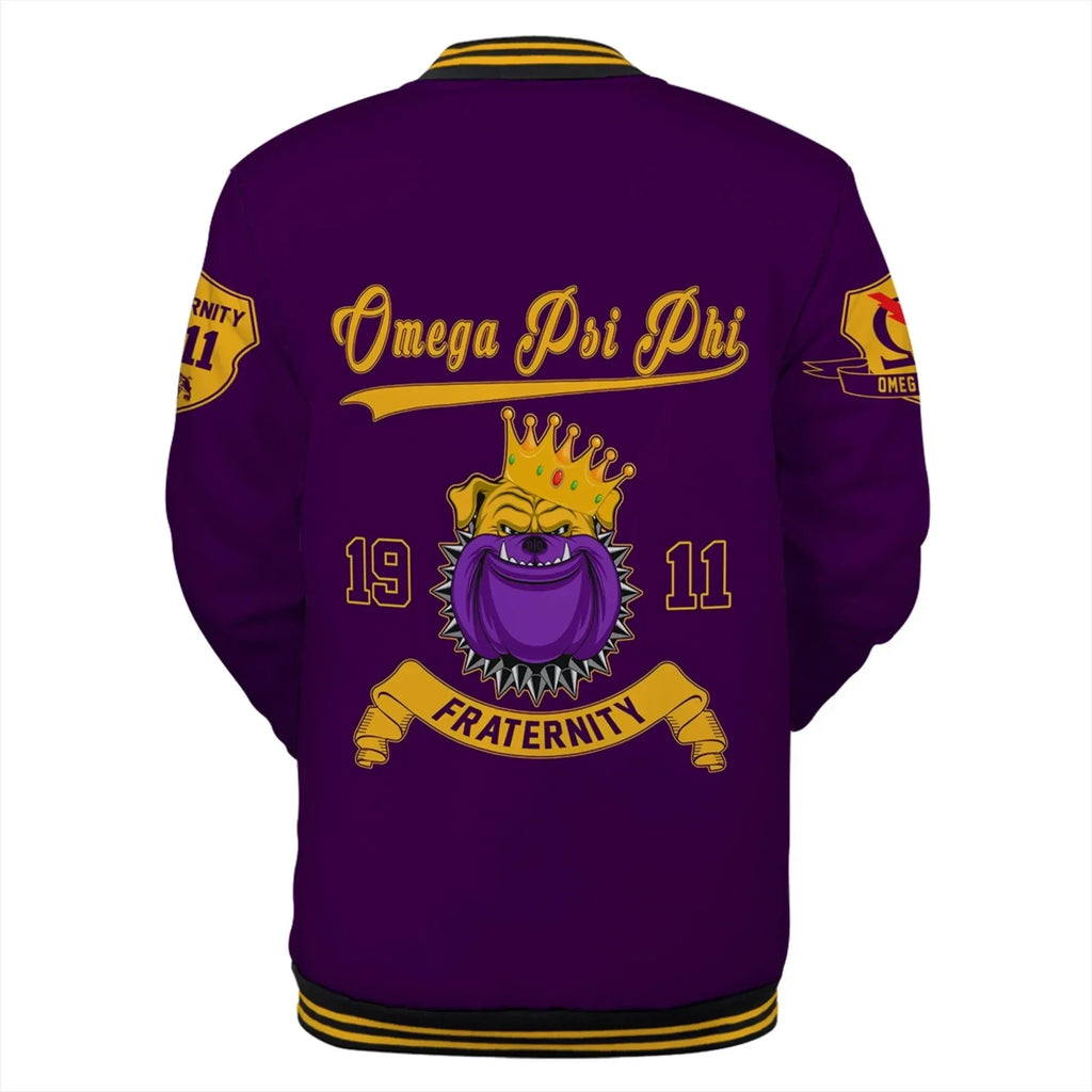 AfricaZone Jacket - Omega Psi Phi Line Straight Style Baseball Jacket J5 | Africazone.store