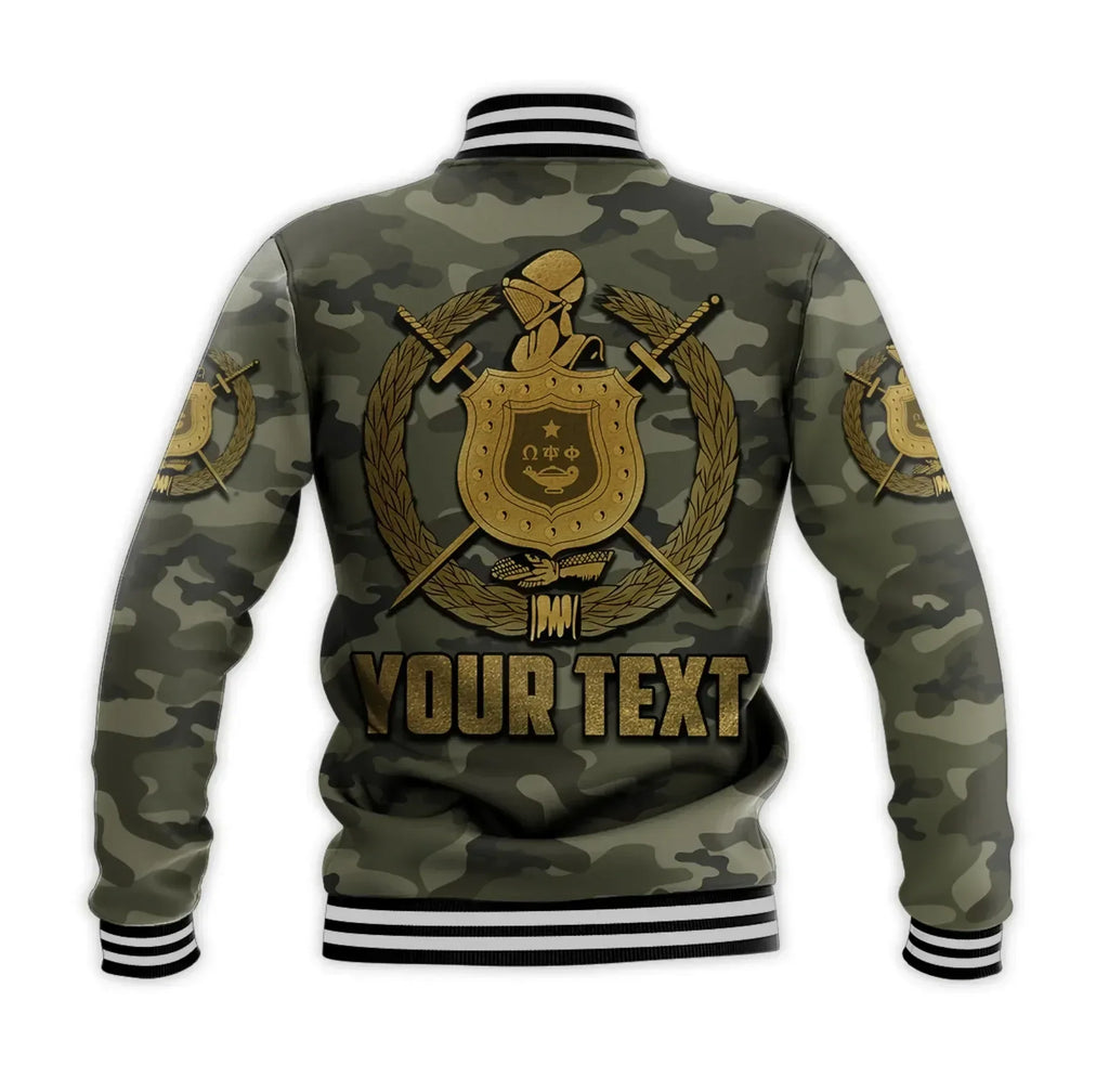 AfricaZone Jacket - Personalised Omega Psi Phi Army Boots 1911 Baseball Jacket J5