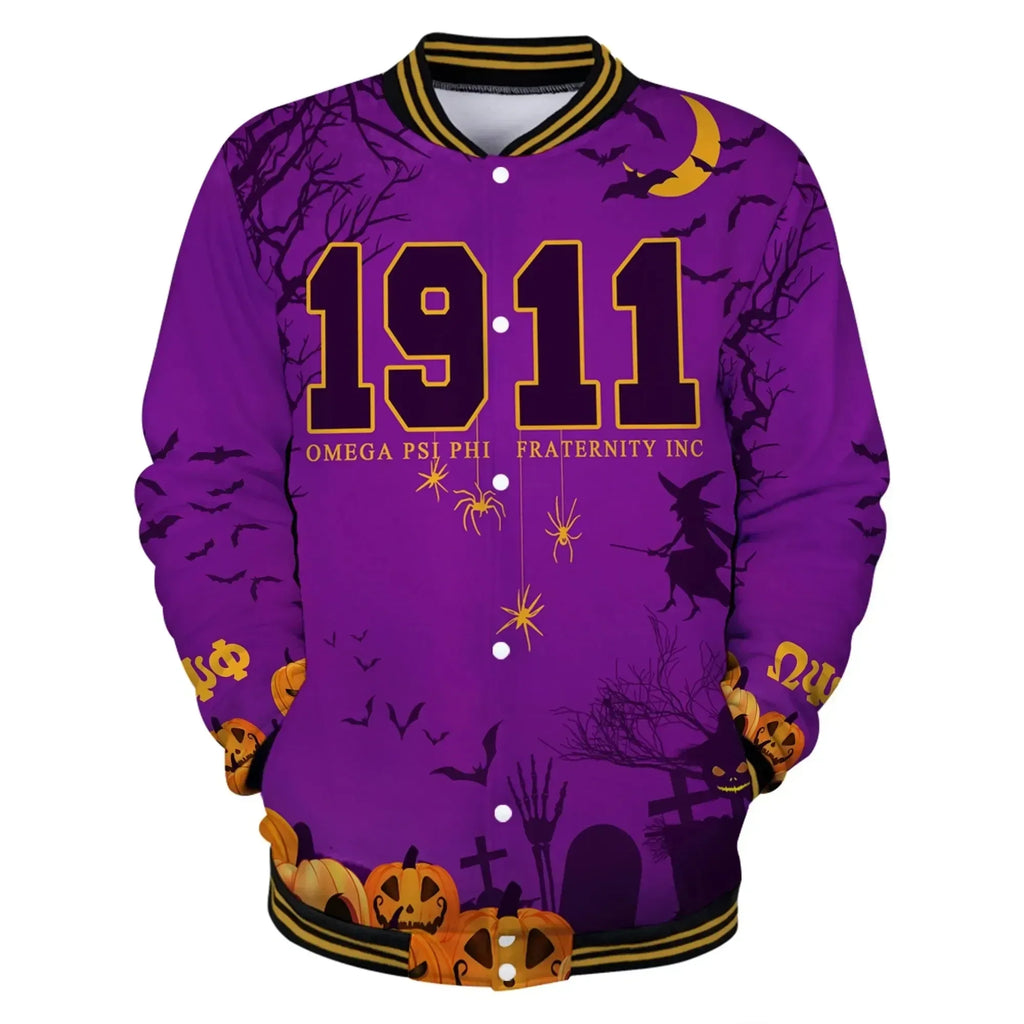 AfricaZone Jacket - Omega Psi Phi Halloween Baseball Jacket J5 | Africazone.store