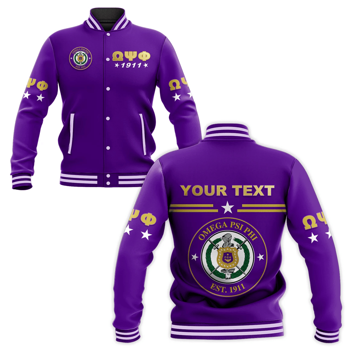 AfricaZone Jacket - PERSONALIZED OMEGA PSI PHI BASEBALL JACKET IMPRESSIVE J5 | Africazone.store
