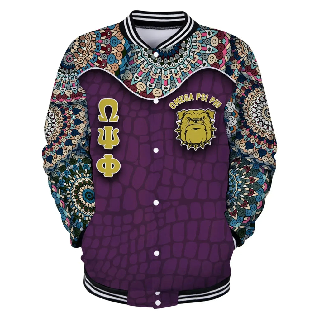 AfricaZone Jacket - Omega Psi Phi Mandala Baseball Jacket J5 | Africazone.store