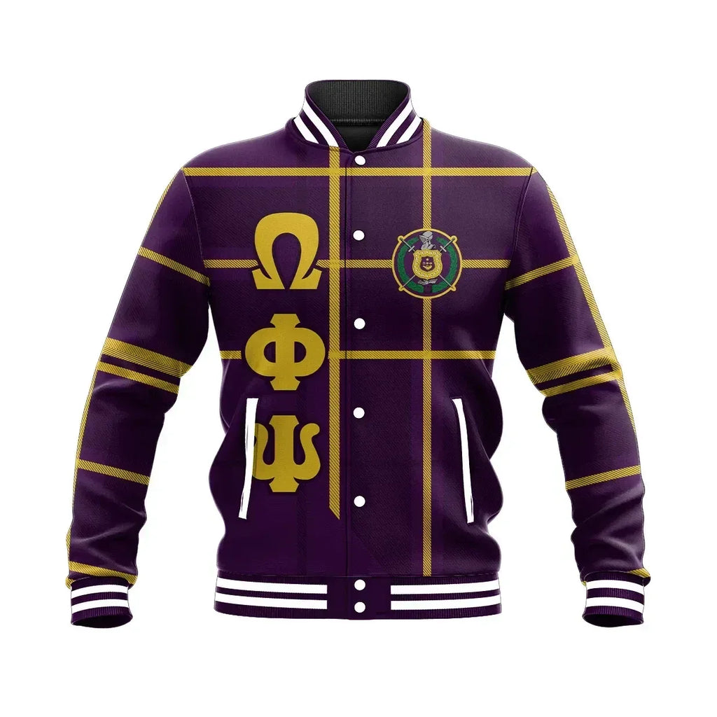 AfricaZone Jacket - Omega Psi Phi Burberr Style Baseball Jacket J5 | Africazone.store