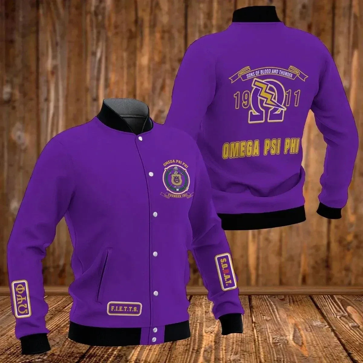 AfricaZone Greek Life Jacket - FIETTS 1911 Omega Psi Phi Baseball Jacket J5 | Africazone.store