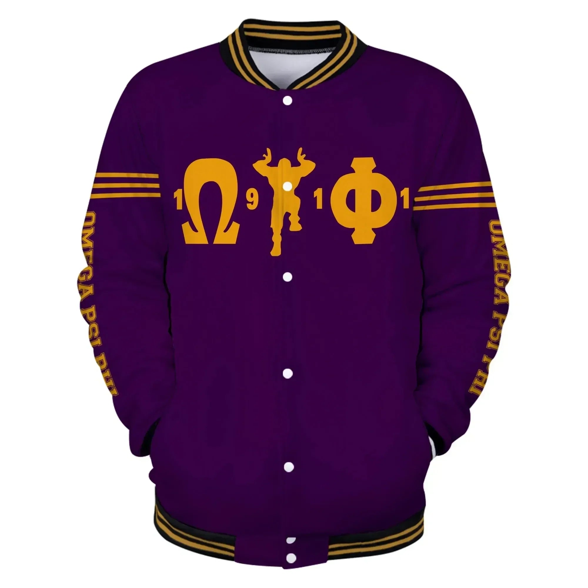 AfricaZone Jacket - Omega Psi Phi Que Man Makes Hand Sign Baseball Jacket J5 | Africazone.store