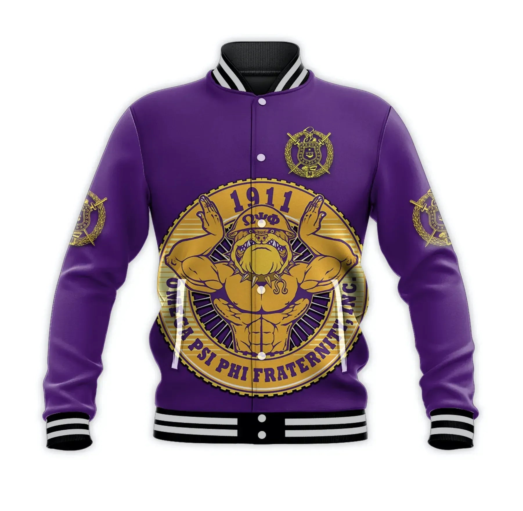 AfricaZone Jacket - Omega Psi Phi Fraternity Que Dog Vibes Baseball Jacket J5