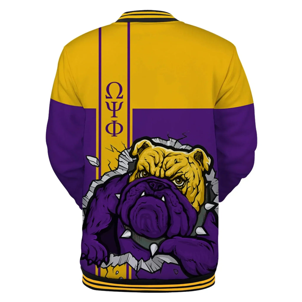 AfricaZone Jacket - Omega Psi Phi Break The Wall Baseball Jacket J5 | Africazone.store