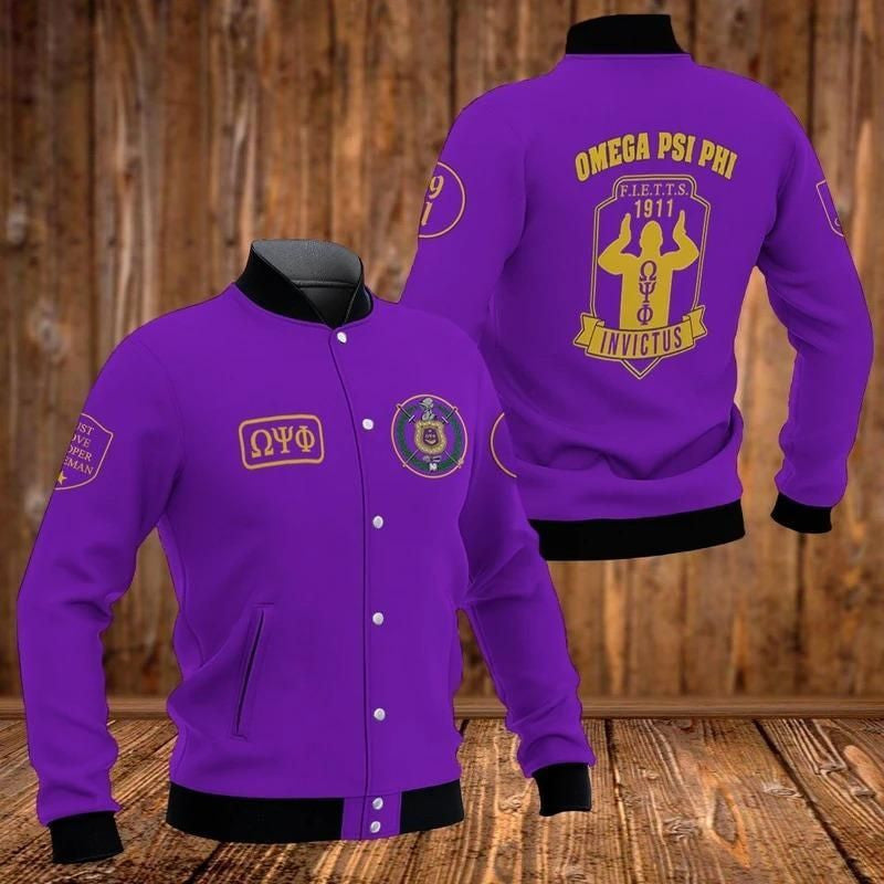 AfricaZone Greek Life Jacket - Invictus Omega Psi Phi Baseball Jacket J5 | Africazone.store
