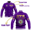AfricaZone Jacket - PERSONALIZED OMEGA PSI PHI BASEBALL JACKET SIMPLE J5 | Africazone.store