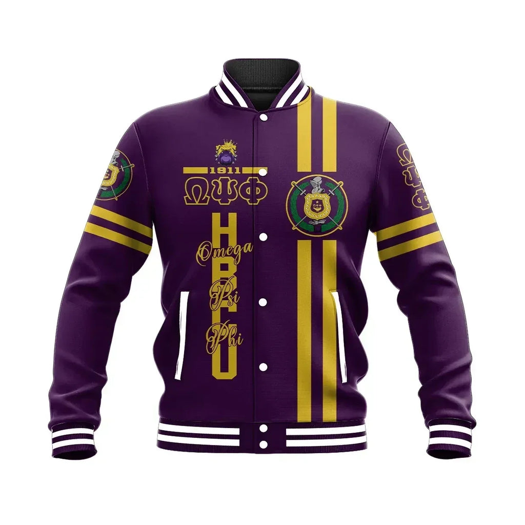 AfricaZone Jacket - HBCU Omega Psi Phi Bulldog Baseball Jacket J5 | Africazone.store