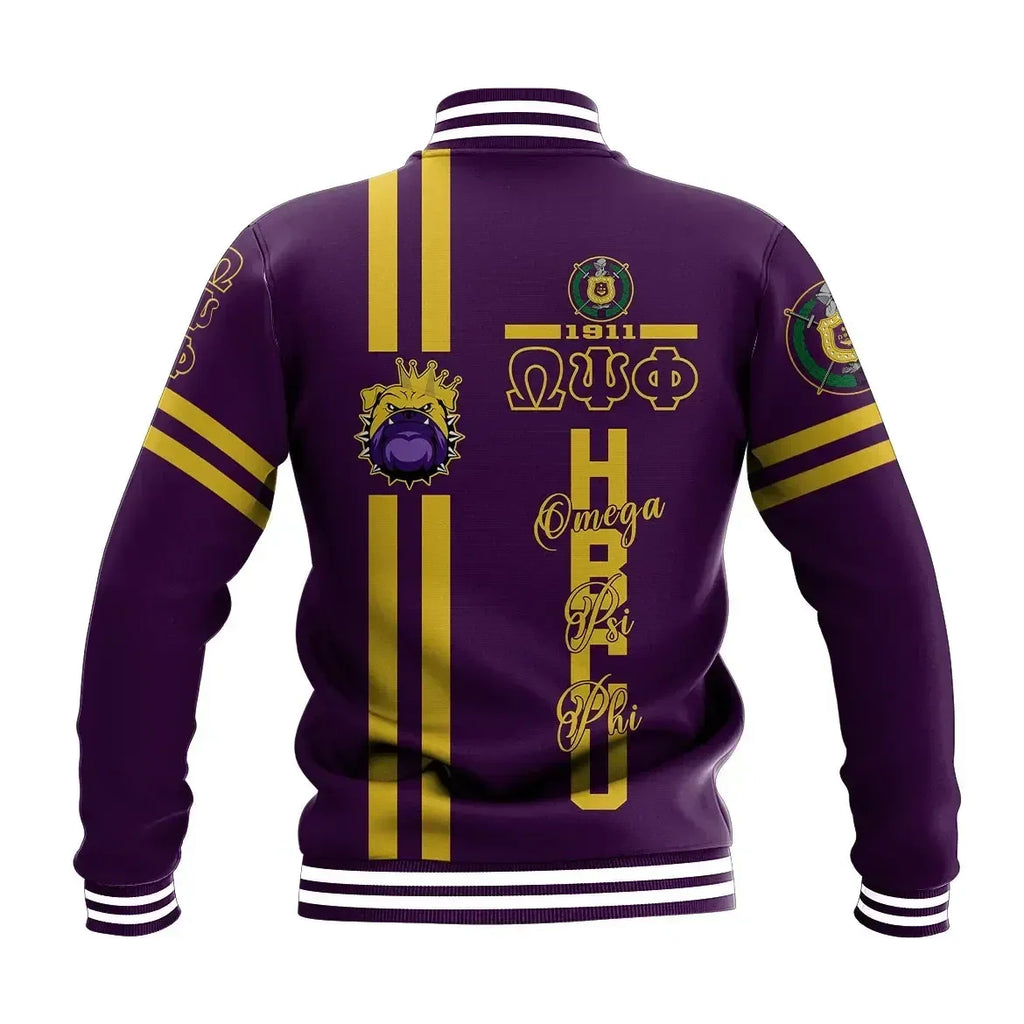AfricaZone Jacket - HBCU Omega Psi Phi Bulldog Baseball Jacket J5 | Africazone.store