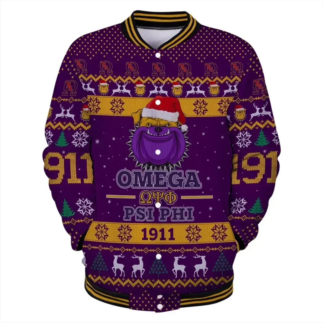 AfricaZone Jacket - Lux Omega Psi Phi King Of Bulldog 1911 Baseball Jacket J5 | Africazone.store