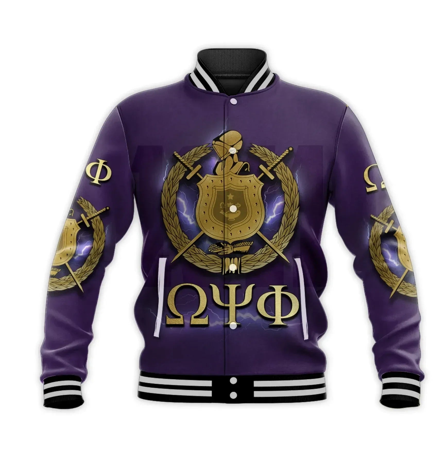AfricaZone Jacket - Personalised Omega Psi Phi Bulldog Crown Psi Hand Sign Army Boots Baseball Jacket J5 | Africazone.store