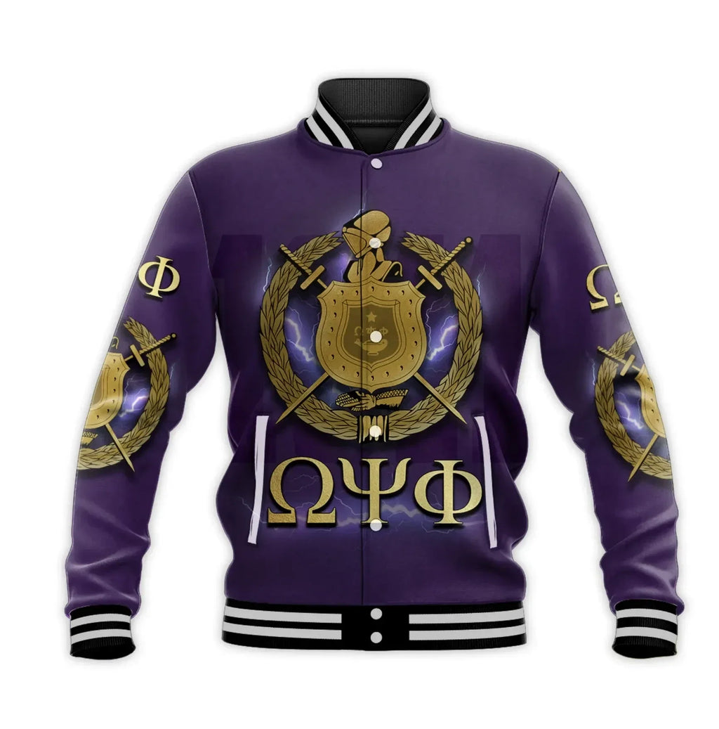 AfricaZone Jacket - Personalised Omega Psi Phi Bulldog Crown Psi Hand Sign Army Boots Baseball Jacket J5