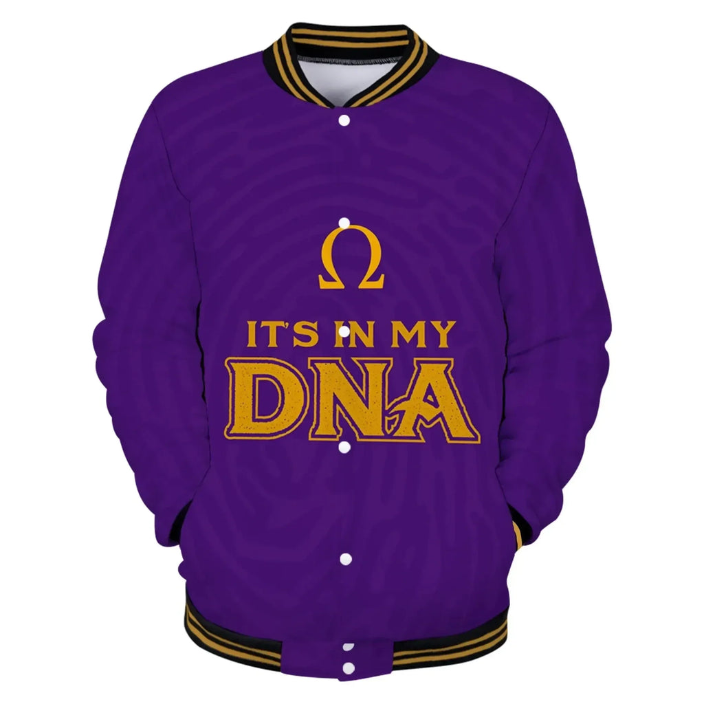 AfricaZone Jacket - Omega Psi Phi In My DNA Baseball Jacket J5 | Africazone.store
