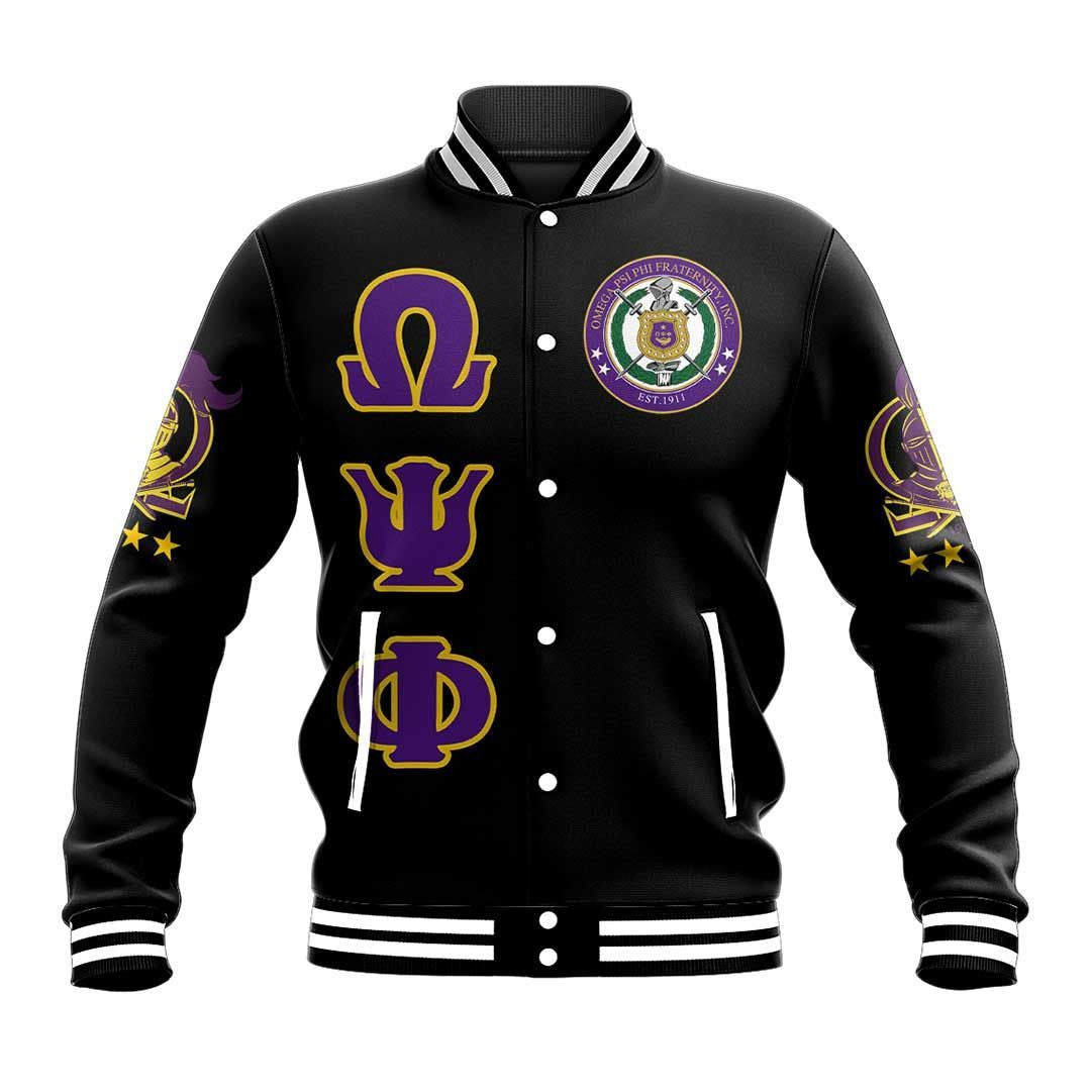 AfricaZone Greek Life Jacket - Omega Psi Phi Letters Baseball Jacket J0