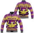 AfricaZone Jacket - Omega Psi Phi Fraternity Christmas Hand Sign - Purple Baseball Jacket J5 | Africazone.store