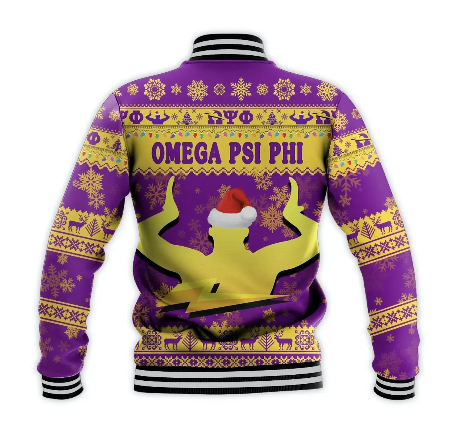 AfricaZone Jacket - Omega Psi Phi Fraternity Christmas Hand Sign - Purple Baseball Jacket J5