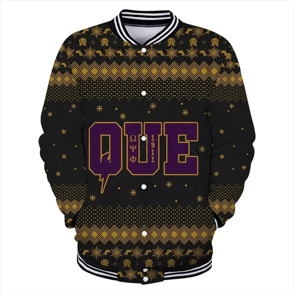 AfricaZone Jacket - Lux Que Thunder Omega Psi Phi Baseball Jacket J5 | Africazone.store