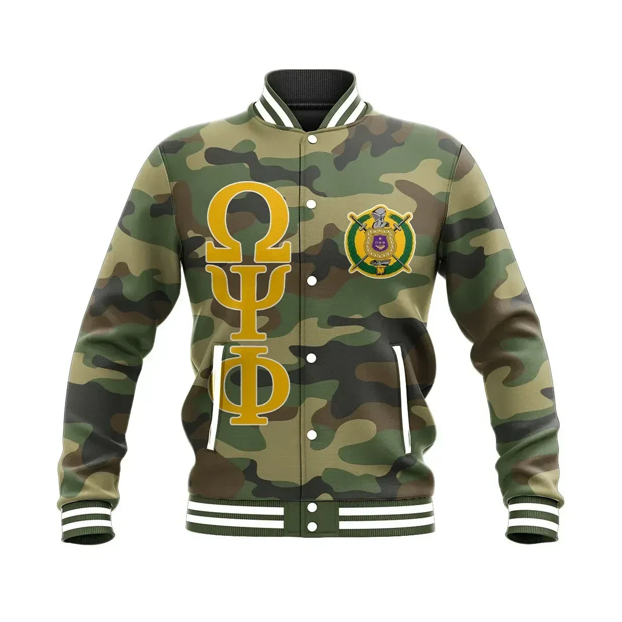 AfricaZone Jacket - Military Thunder Bulldog Omega Psi Phi Baseball Jacket J5 | Africazone.store9 | Africazone.store
