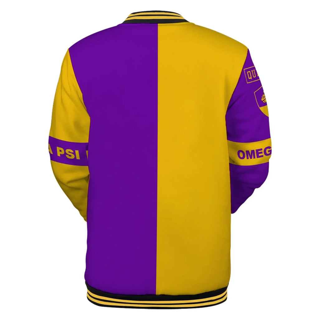 AfricaZone Jacket - Omega Psi Phi Half Color Baseball Jacket J5 | Africazone.store