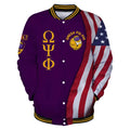 AfricaZone Jacket - Omega Psi Phi USA Flag Baseball Jacket J5 | Africazone.store