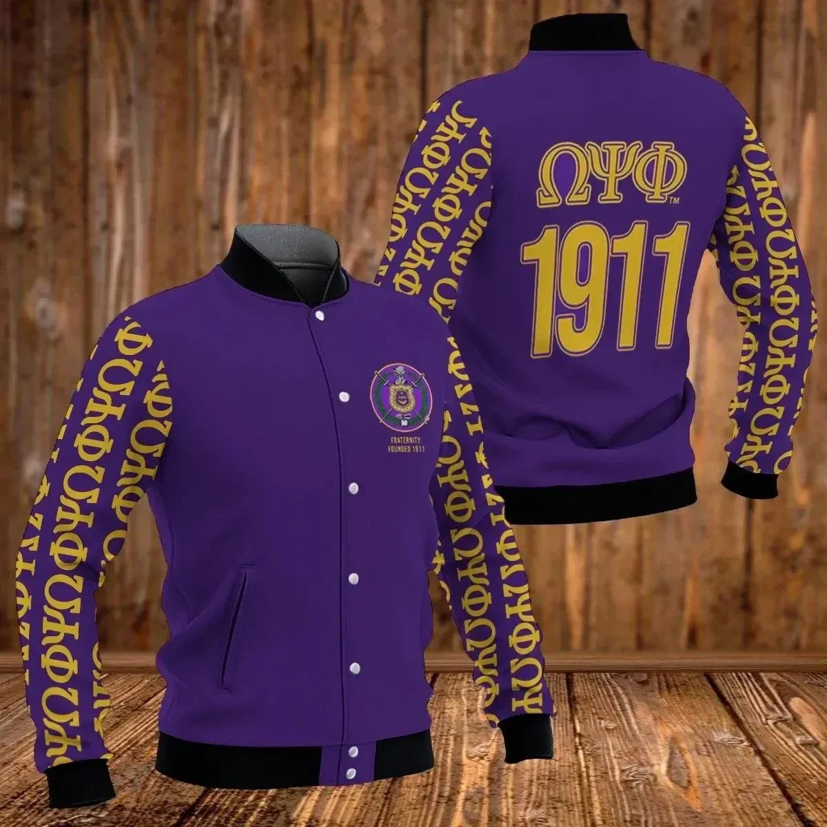 AfricaZone Greek Life Jacket - The Oracle Omega Psi Phi Fraternity Baseball Jacket J5 | Africazone.store