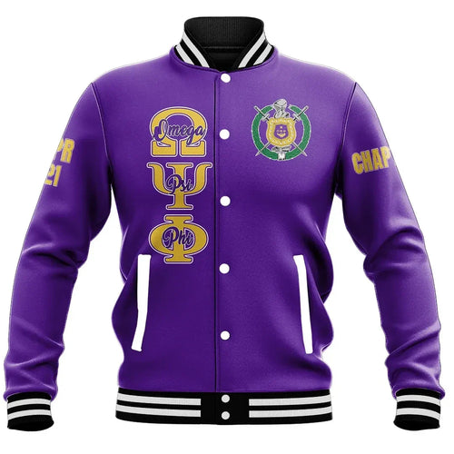 (Custom) AfricaZone Jacket - Omega Psi Phi (Purple) Baseball Jackets A31 | Africazone.store