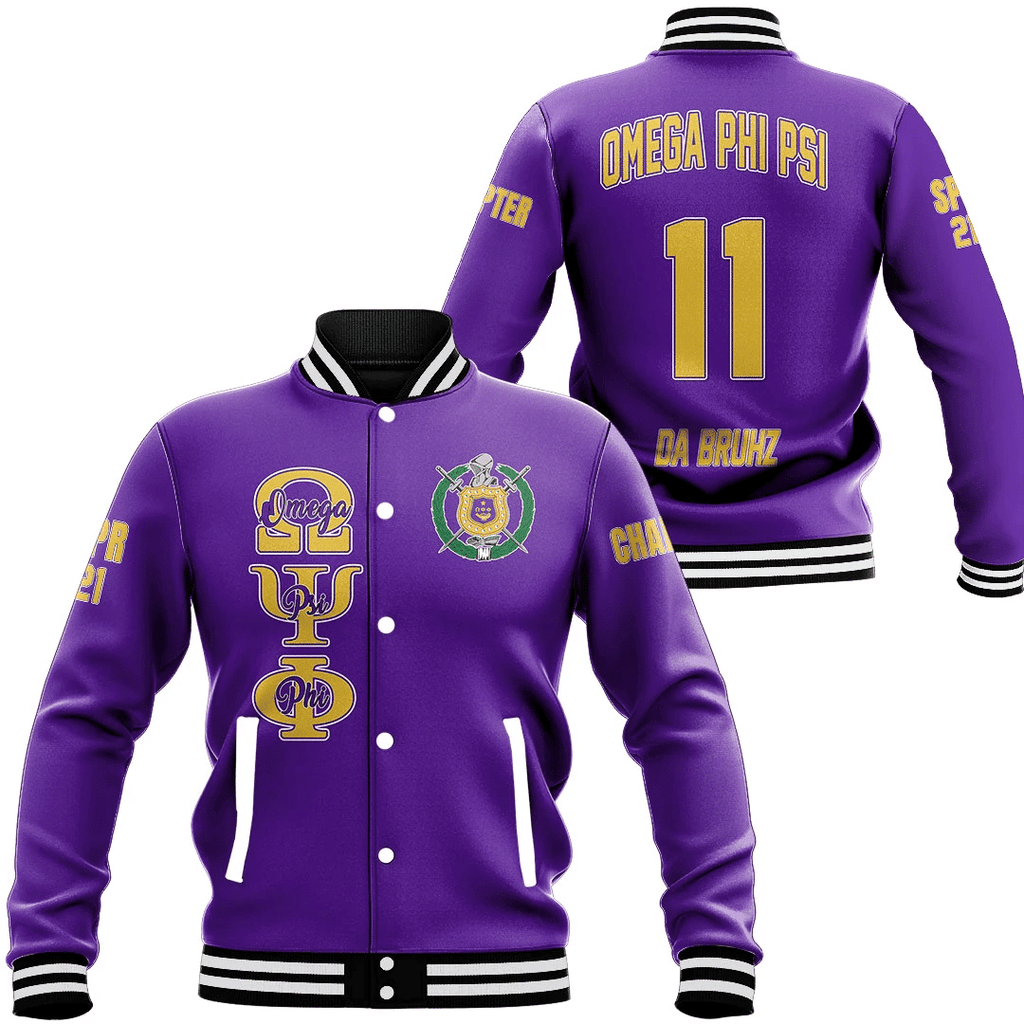 (Custom) AfricaZone Jacket - Omega Psi Phi (Purple) Baseball Jackets A31 | Africazone.store