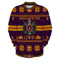 AfricaZone Jacket - Omega Psi Phi Shield Christmas Baseball Jackets A31 | Africazone.store