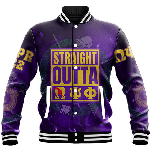 (Custom) AfricaZone Clothing - Straight Outta Omega Psi Phi Baseball Jackets A31 | Africazone.store