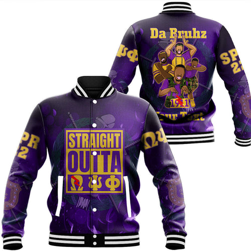 (Custom) AfricaZone Clothing - Straight Outta Omega Psi Phi Baseball Jackets A31 | Africazone.store