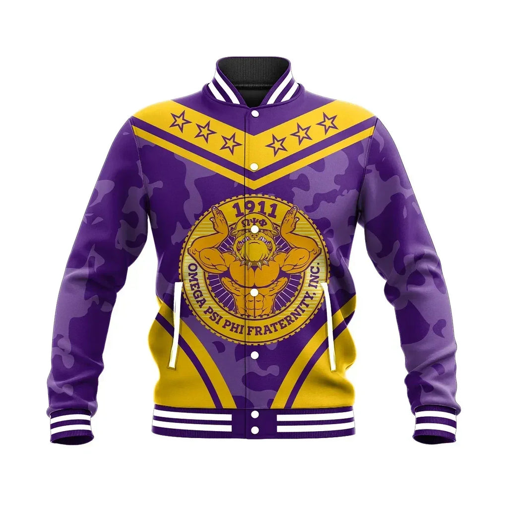 AfricaZone Jacket - Omega Psi Phi Camouflage Baseball Jacket J09 | Africazone.store