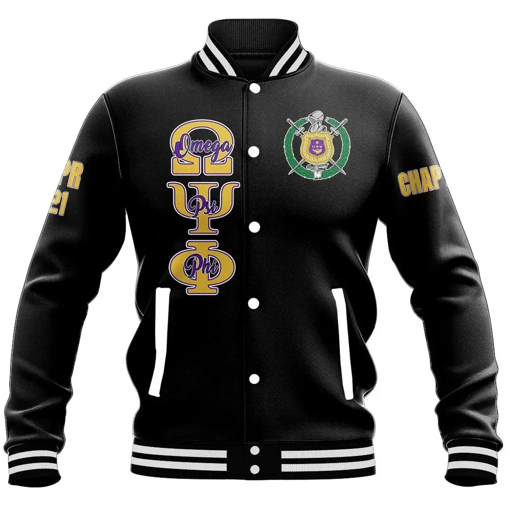 (Custom) AfricaZone Jacket - Omega Psi Phi Baseball Jackets A31 | Africazone.store