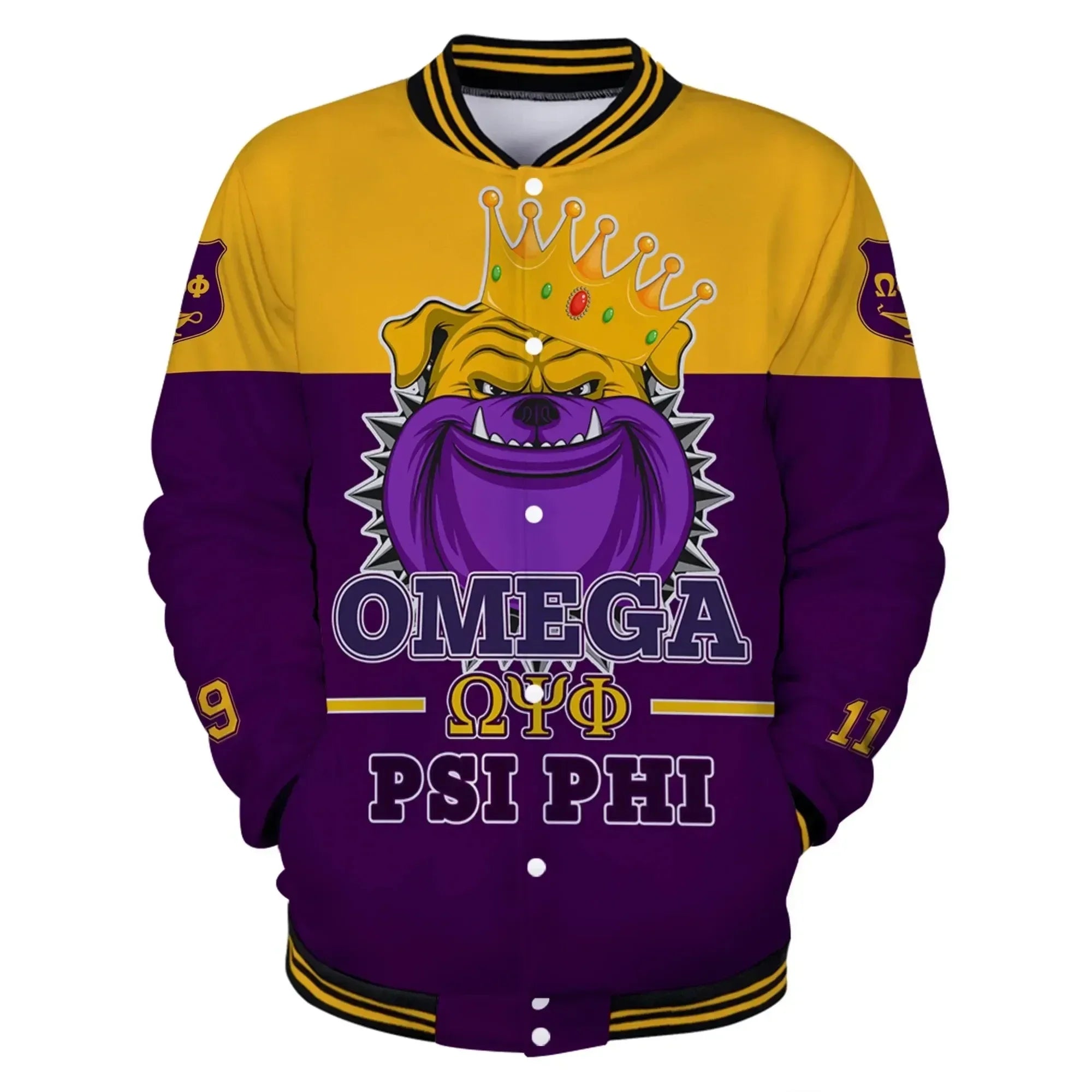 AfricaZone Jacket - Omega Psi Phi King Of Bulldog Baseball Jacket J5 | Africazone.store