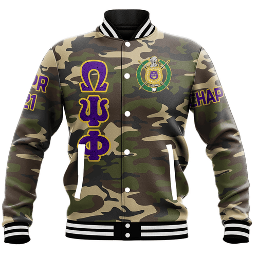 (Custom) AfricaZone Jacket - Omega Psi Phi Camouflage Baseball Jackets A31 | Africazone.store