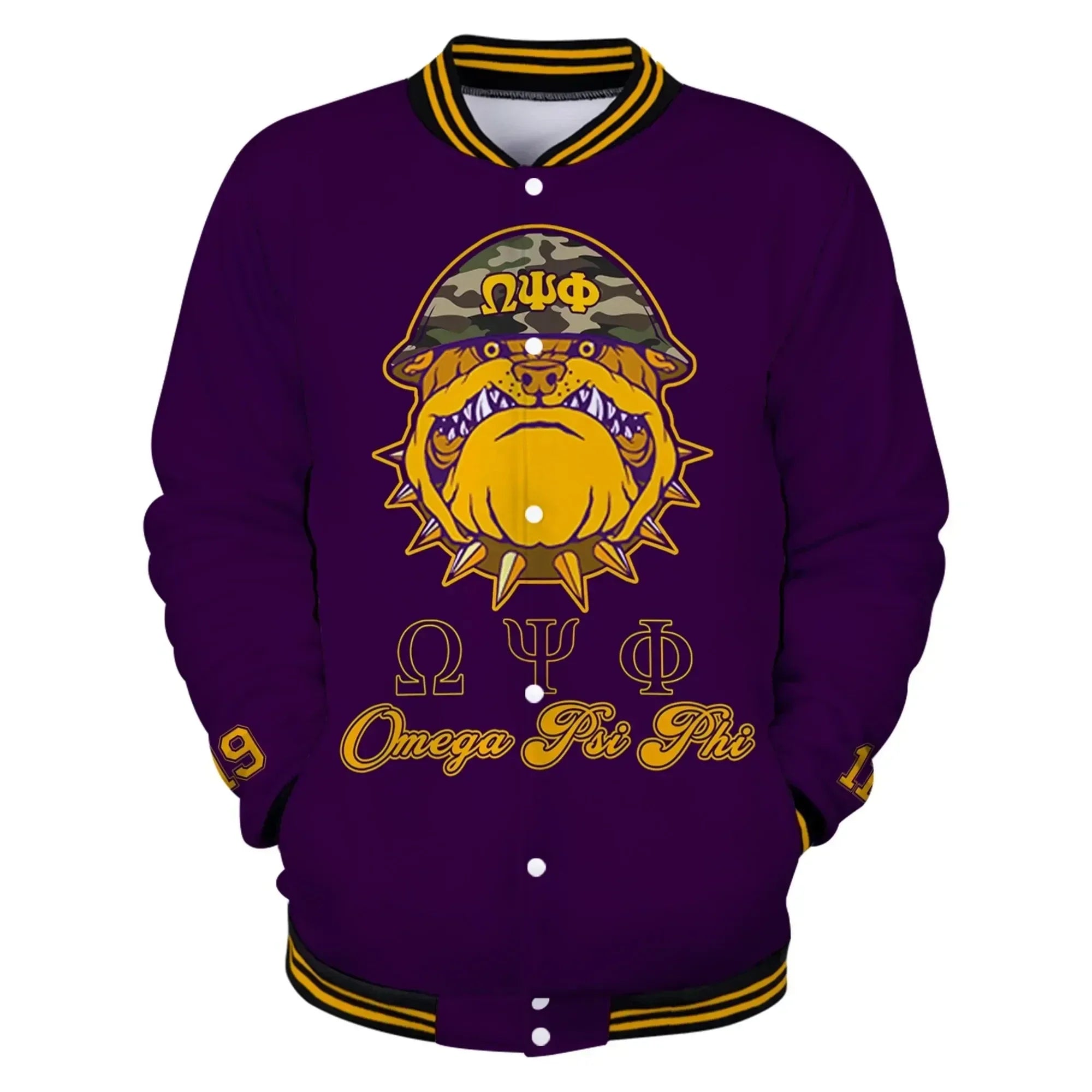 AfricaZone Jacket - Omega Psi Phi Mad Bulldog Baseball Jacket J5 | Africazone.store
