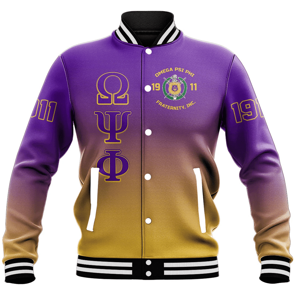 AfricaZone Jacket - Omega Psi Phi Gradient Baseball Jackets A31 | Africazone.store
