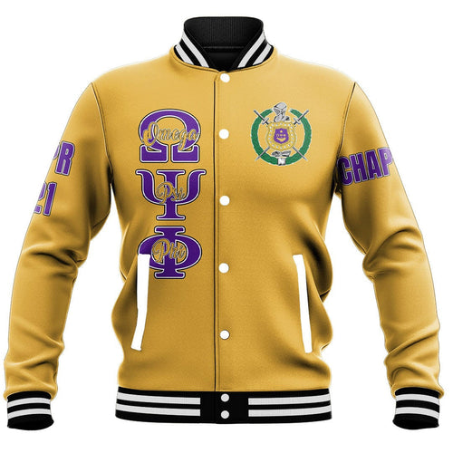 (Custom) AfricaZone Jacket - Omega Psi Phi ( Old Gold ) Baseball Jackets A31 | Africazone.store