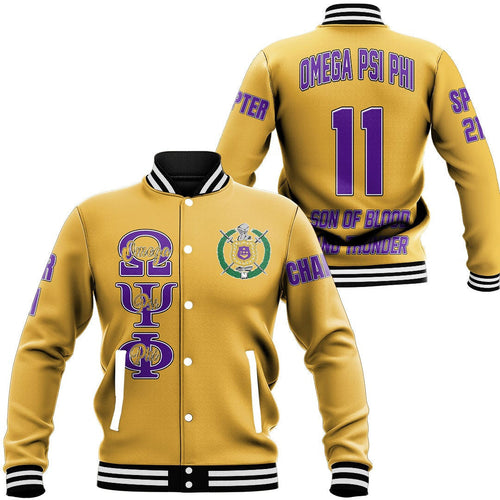 (Custom) AfricaZone Jacket - Omega Psi Phi ( Old Gold ) Baseball Jackets A31 | Africazone.store