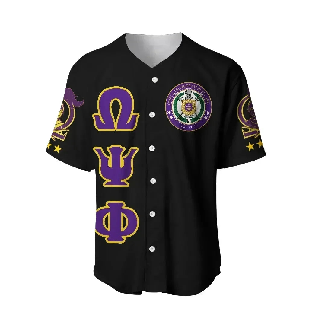 Africazone Baseball Jersey - Omega Psi Phi Letters Baseball Jersey J0