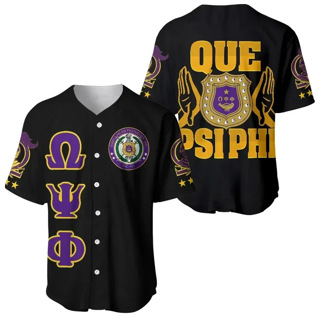 Africazone Baseball Jersey - Omega Psi Phi Letters Baseball Jersey J0
