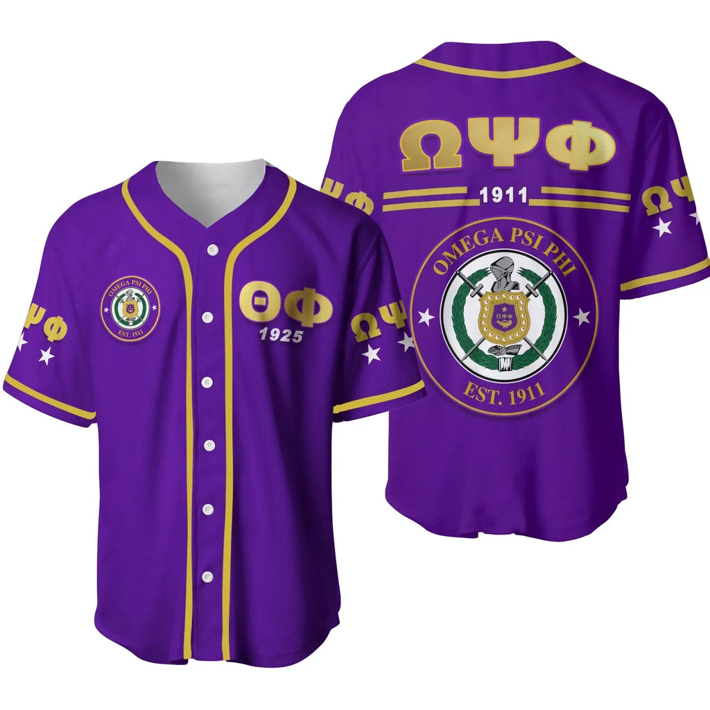 Africazone Baseball Jersey - Personalised Omega Psi Phi Simple J5 | Africazone.store