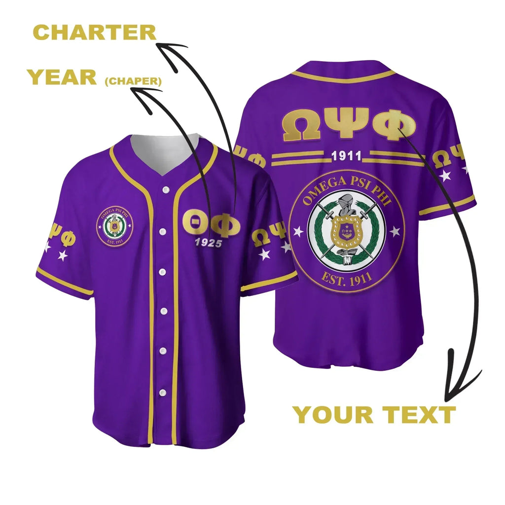 Africazone Baseball Jersey - Personalised Omega Psi Phi Simple J5 | Africazone.store