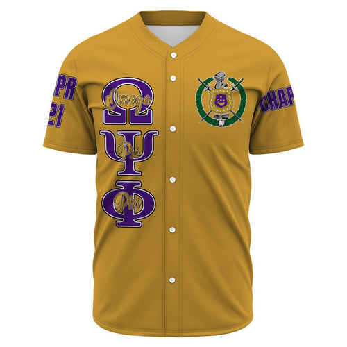 (Custom) Africazone Baseball Jersey - Omega Psi Phi ( Old Gold ) A31 | Africazone.store