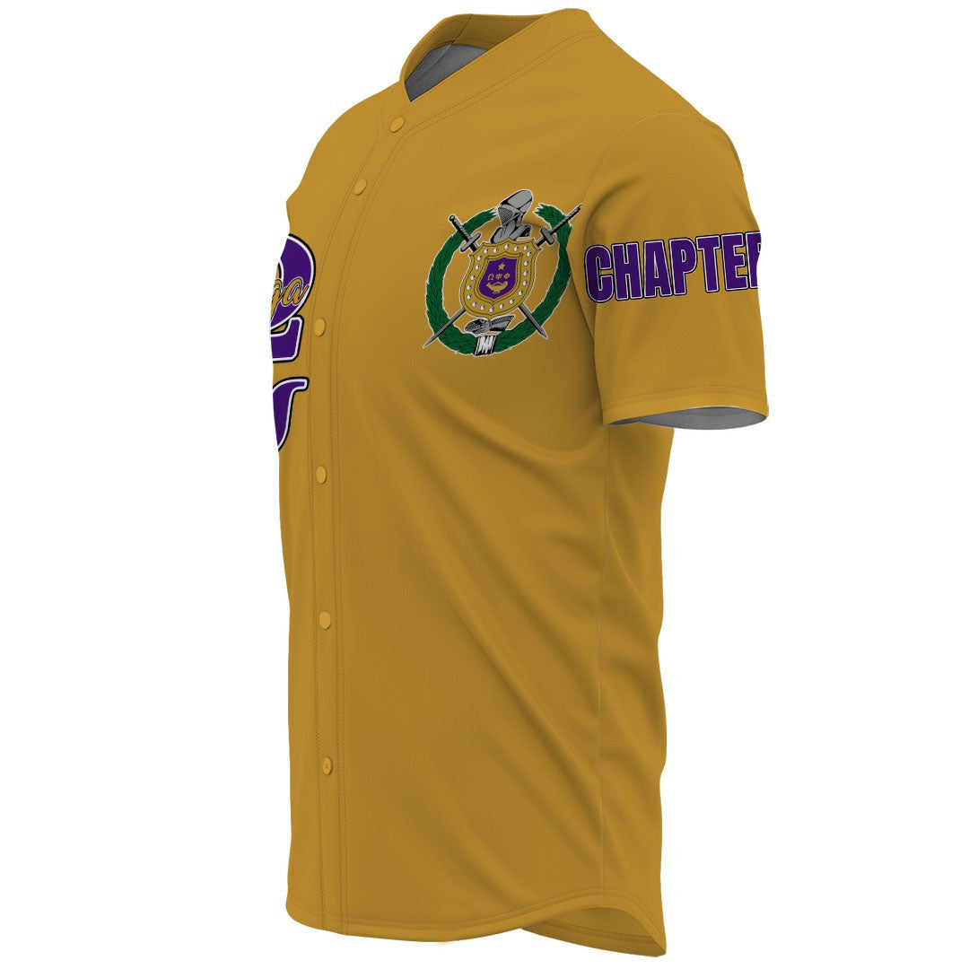 (Custom) Africazone Baseball Jersey - Omega Psi Phi ( Old Gold ) A31 | Africazone.store