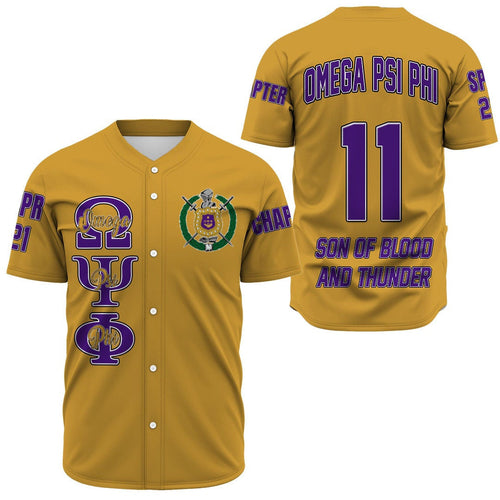 (Custom) Africazone Baseball Jersey - Omega Psi Phi ( Old Gold ) A31 | Africazone.store