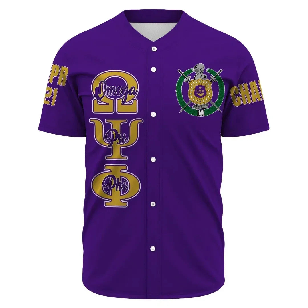(Custom) Africazone Baseball Jersey - Omega Psi Phi (Purple) A31 | Africazone.store