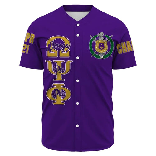 (Custom) Africazone Baseball Jersey - Omega Psi Phi (Purple) A31 | Africazone.store