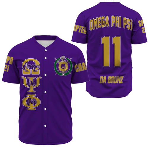 (Custom) Africazone Baseball Jersey - Omega Psi Phi (Purple) A31 | Africazone.store